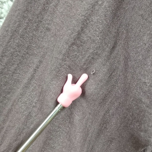 Habitat Shirt Womens Medium Gray Button Up Long Sleeve Lagenlook Office Flowy - Picture 4 of 14